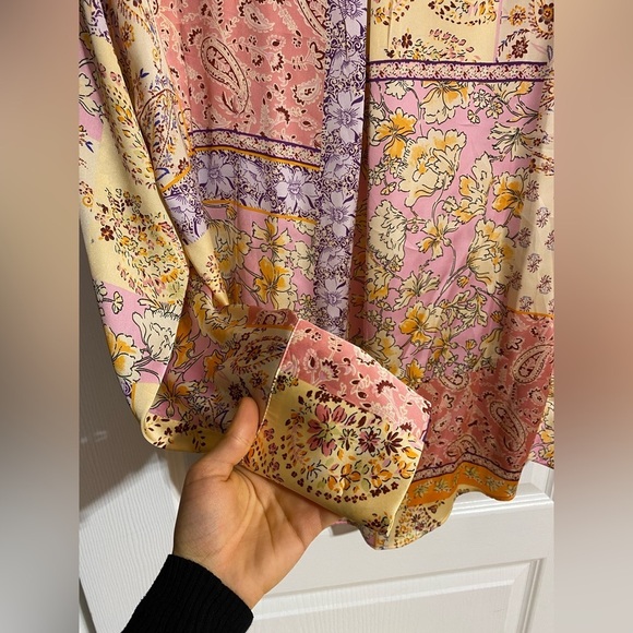 NWT Zara Paisley Floral Buttoned Collared Long Sleeved Blouse Size Large - Picture 8 of 10